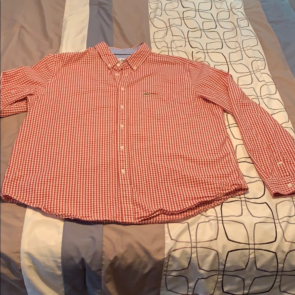 Lacoste red checkered button down